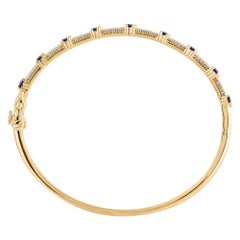 TJD Bracciale con diamanti naturali e zaffiri blu da 1,0 carati in oro giallo 14KT