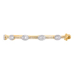 TJD 1.0 Ct Natural Round & Baguette Diamond Bangle Bracelet in 14KT Yellow Gold