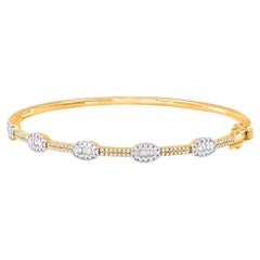 TJD Pulsera de oro amarillo de 14 quilates con diamantes redondos y baguette naturales de 1,0 quilates