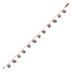 TJD 1.0 CT Diamante Redondo Oro Rosa de 14 Kilates Pulsera de Gota con Múltiples Armazones de Diseño