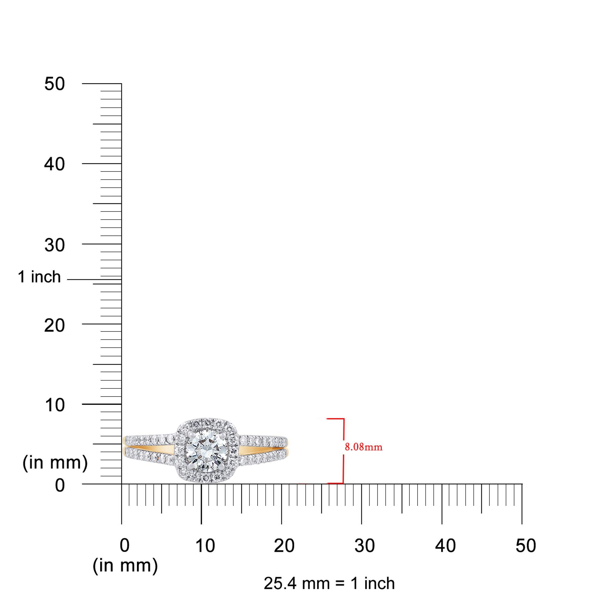 Taglio rotondo TJD 1,0 CT Diamante rotondo in oro giallo 14KT Anello di fidanzamento classico con gambo diviso in vendita