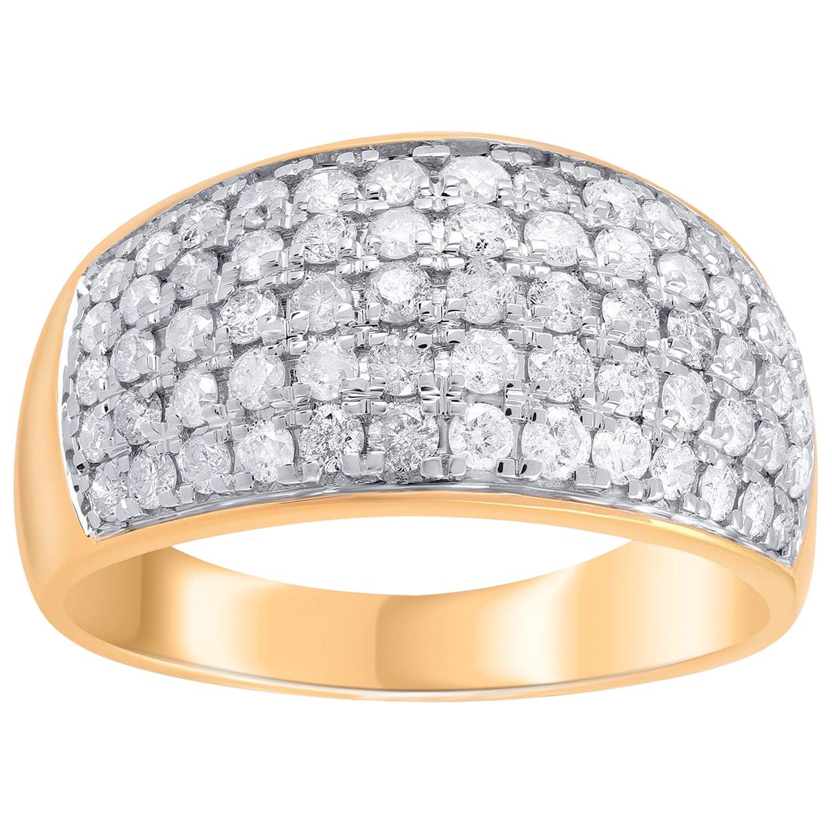 TJD Bague d'anniversaire/de mariage à griffes en or jaune 10 carats sertie d'un diamant de 1,00 carat
