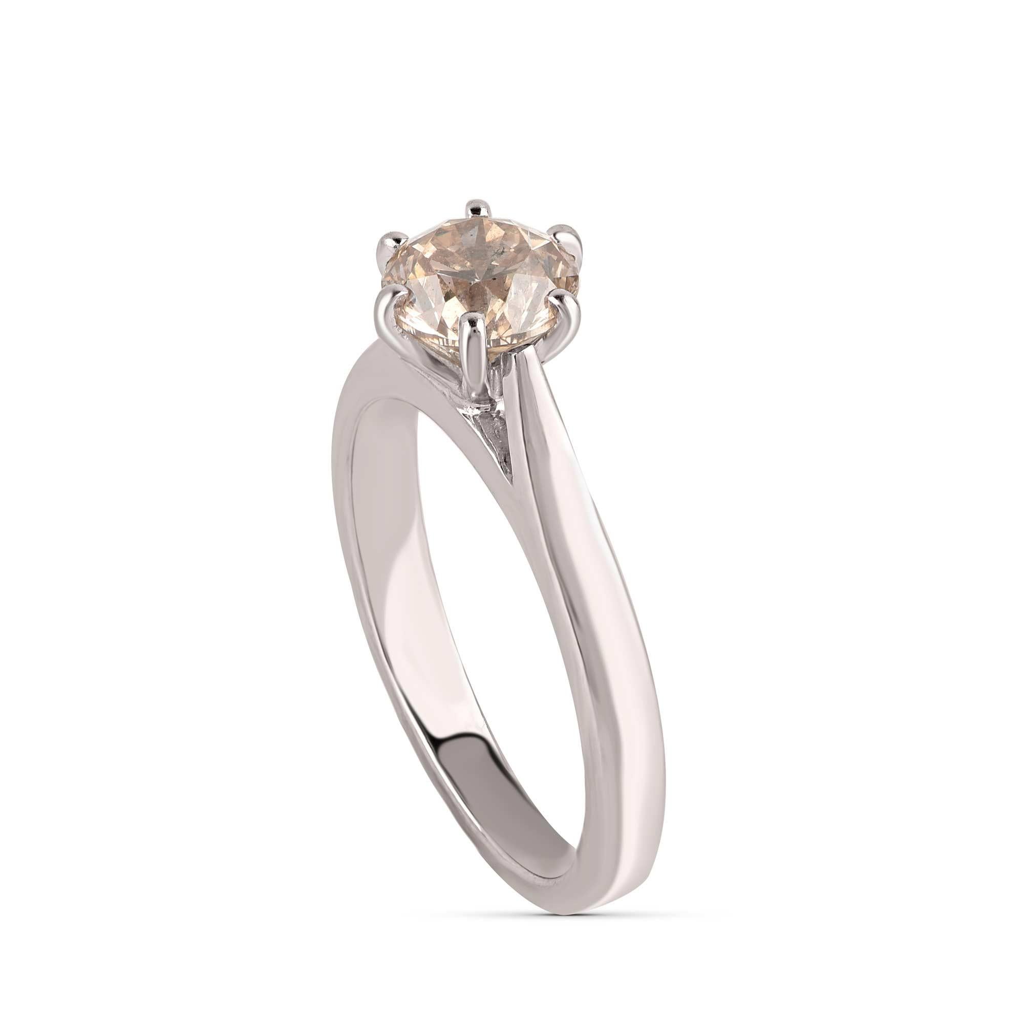TJD 1,00 Karat Diamant 14 Karat Weißgold Prong gesetzter klassischer Solitär Ring (Moderne) im Angebot