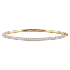 TJD 1.00 Carat Natural Diamond 18 K Yellow Gold Micro Pave Setted Classic Bangle