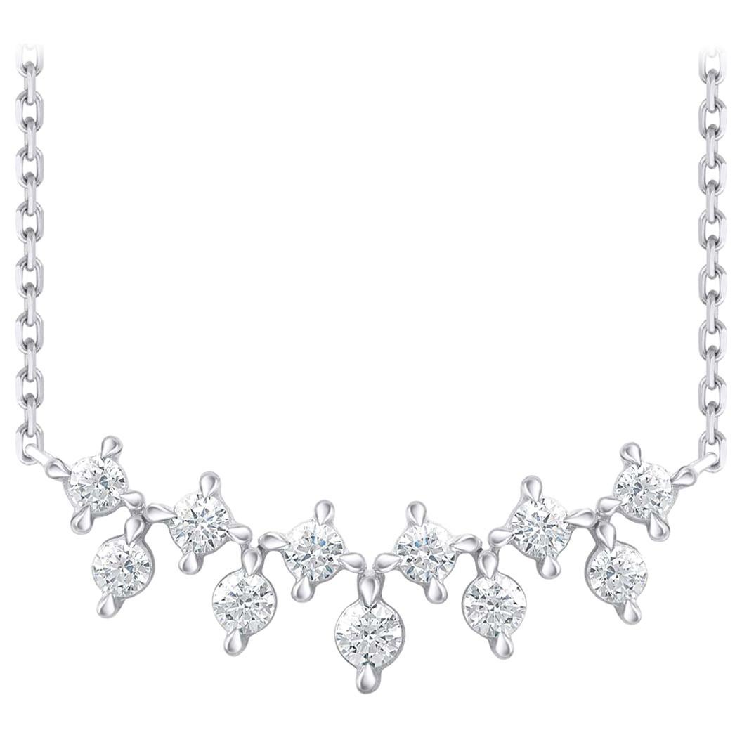 TJD 1.00 Carat Diamond 18 Karat White Gold Charm Necklace with 18 inch chain