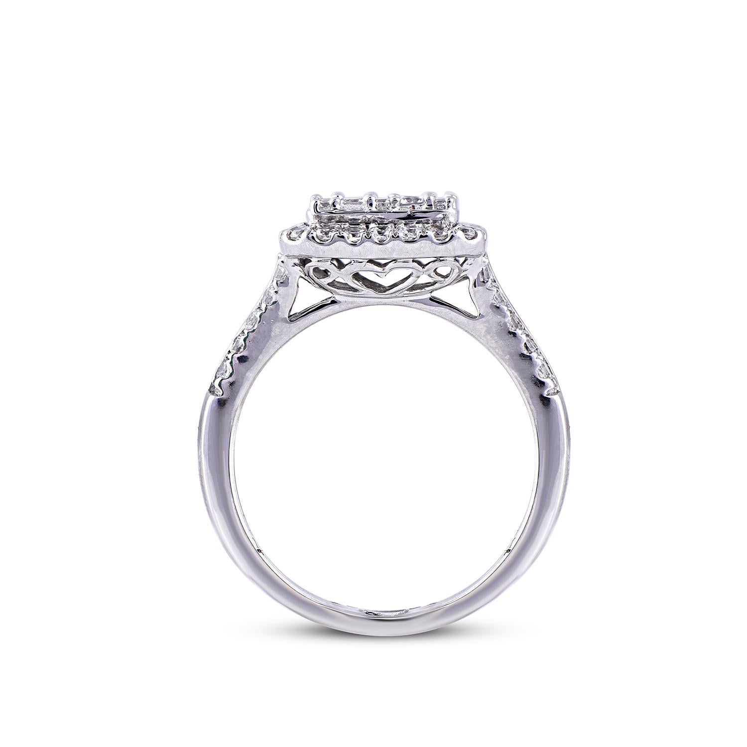Women's TJD 1.00 Carat Diamond 14 Karat Yellow Gold Cushion Shape Halo Engagement Ring For Sale