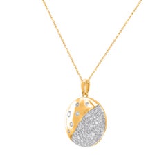TJD 1.00 Carat Diamond Abstract Disc Pendant in 14KT Yellow Gold