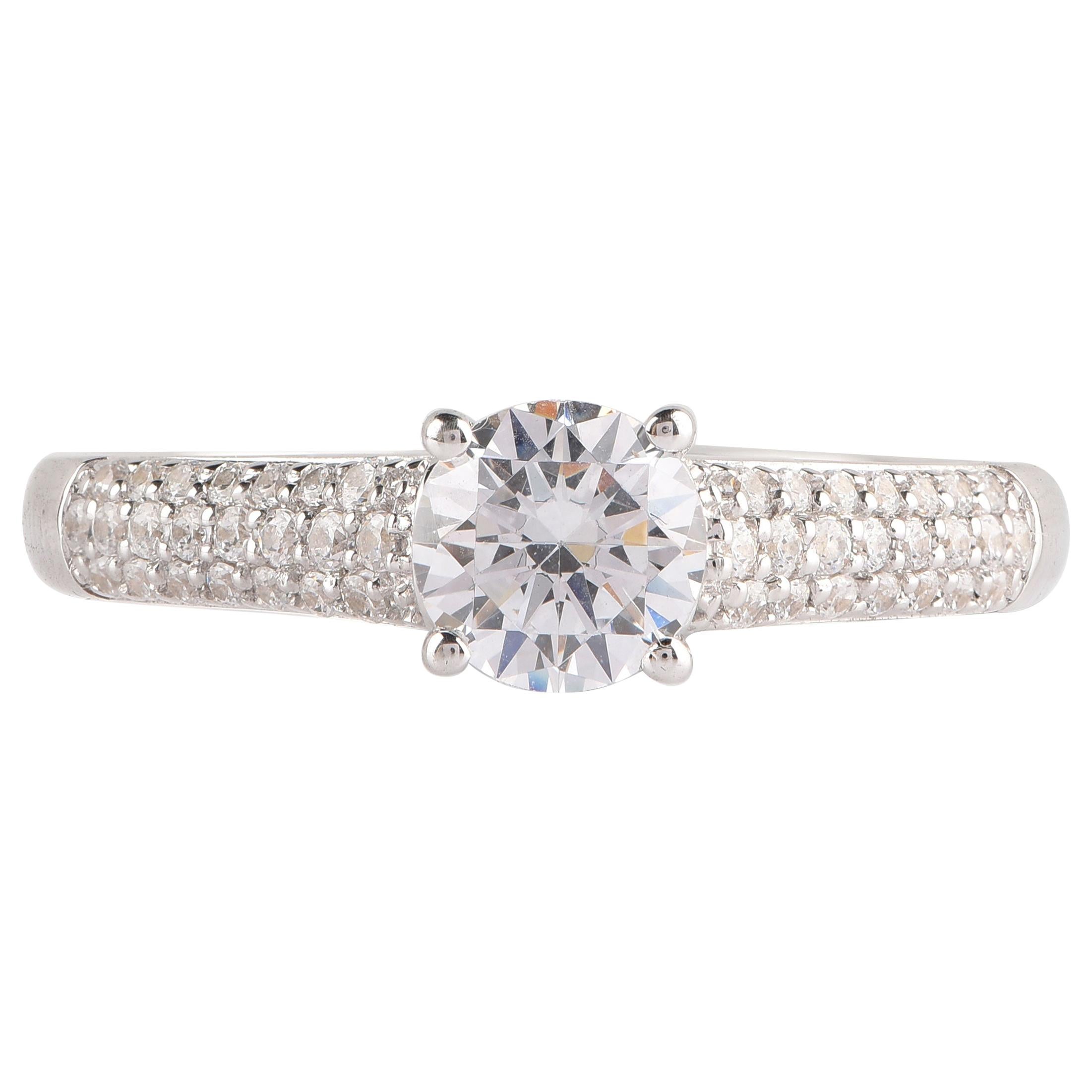 TJD GIA Certified 1.00 Carat Diamond 18 K White Gold Vintage Engagement Ring