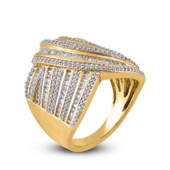 TJD Anello con diamante rotondo e baguette da 1,00 carati Nature in oro giallo 14 carati