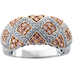 TJD 1 carat Nat. Bracelet à la mode croisé en or blanc 18 carats avec rose rosé et diamants blancs