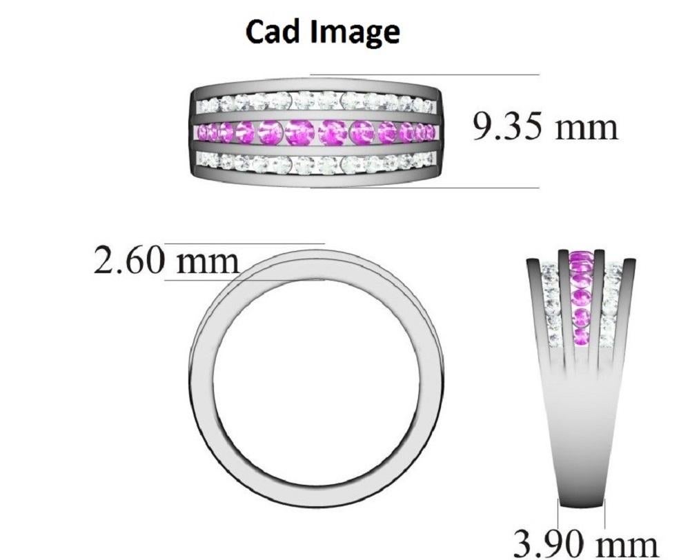 Beautiful Round Natural Diamond crafted in 14 karat white gold wedding Band Ring. This ring is beautifully designed channel set with 28 round brilliant and 12 natural pink rosé diamonds. The total weight of diamonds 1.00 carat, H-I Color and I1