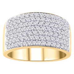 TJD, bague d'anniversaire de mariage à plusieurs rangées en or jaune 14 carats avec diamants ronds de 1 carat