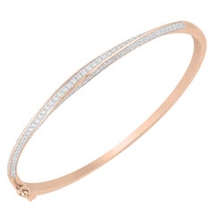 TJD 1.00 Carat Round Diamond 14 Karat Rose Gold Spiral Fashion Designer Bangle