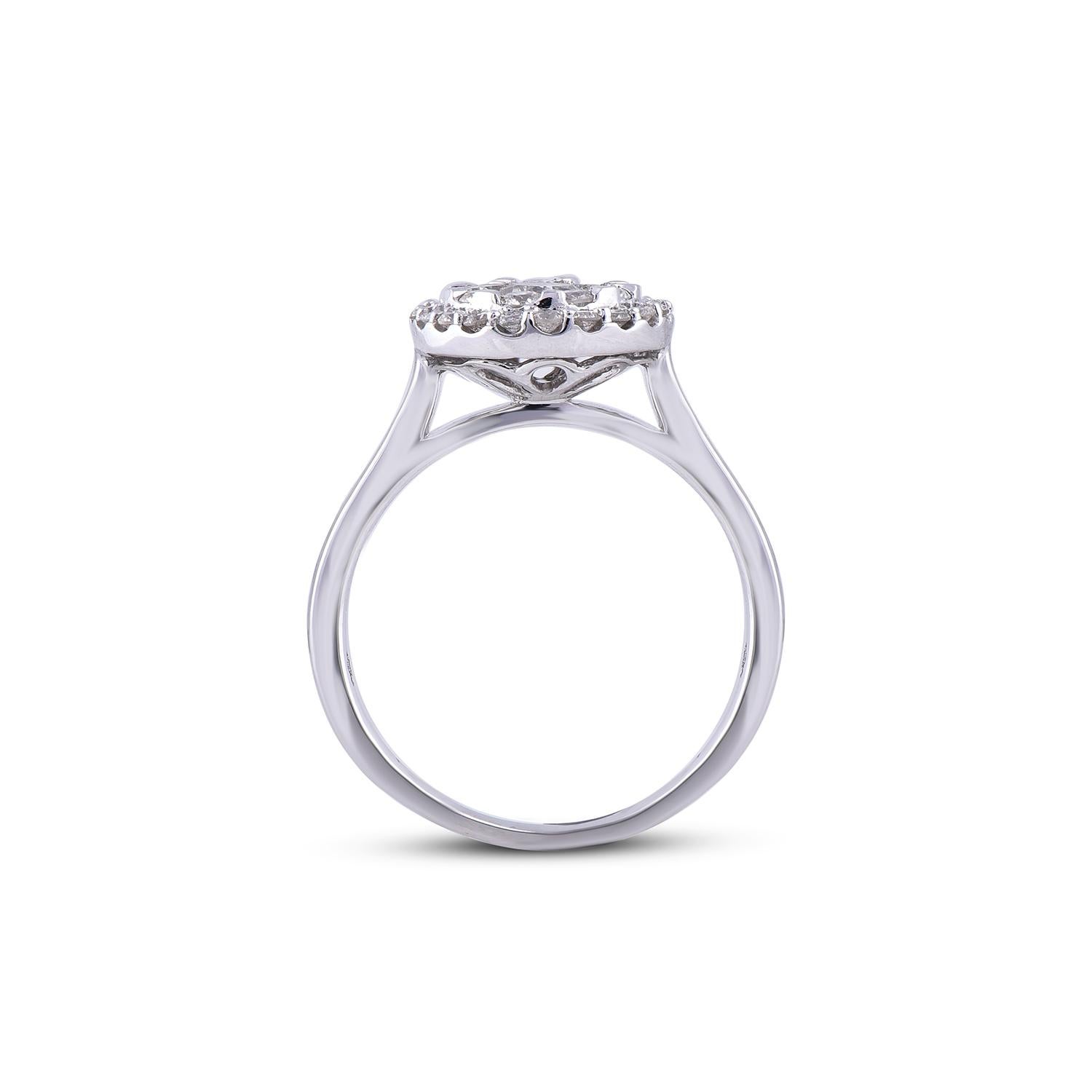 Women's TJD 1.00 Carat Round Diamond 14 Karat White Gold Engagement wedding Ring For Sale
