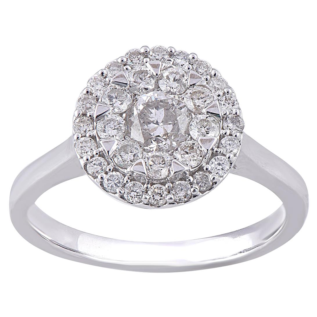 TJD 1.00 Carat Round Diamond 14 Karat White Gold Engagement wedding Ring