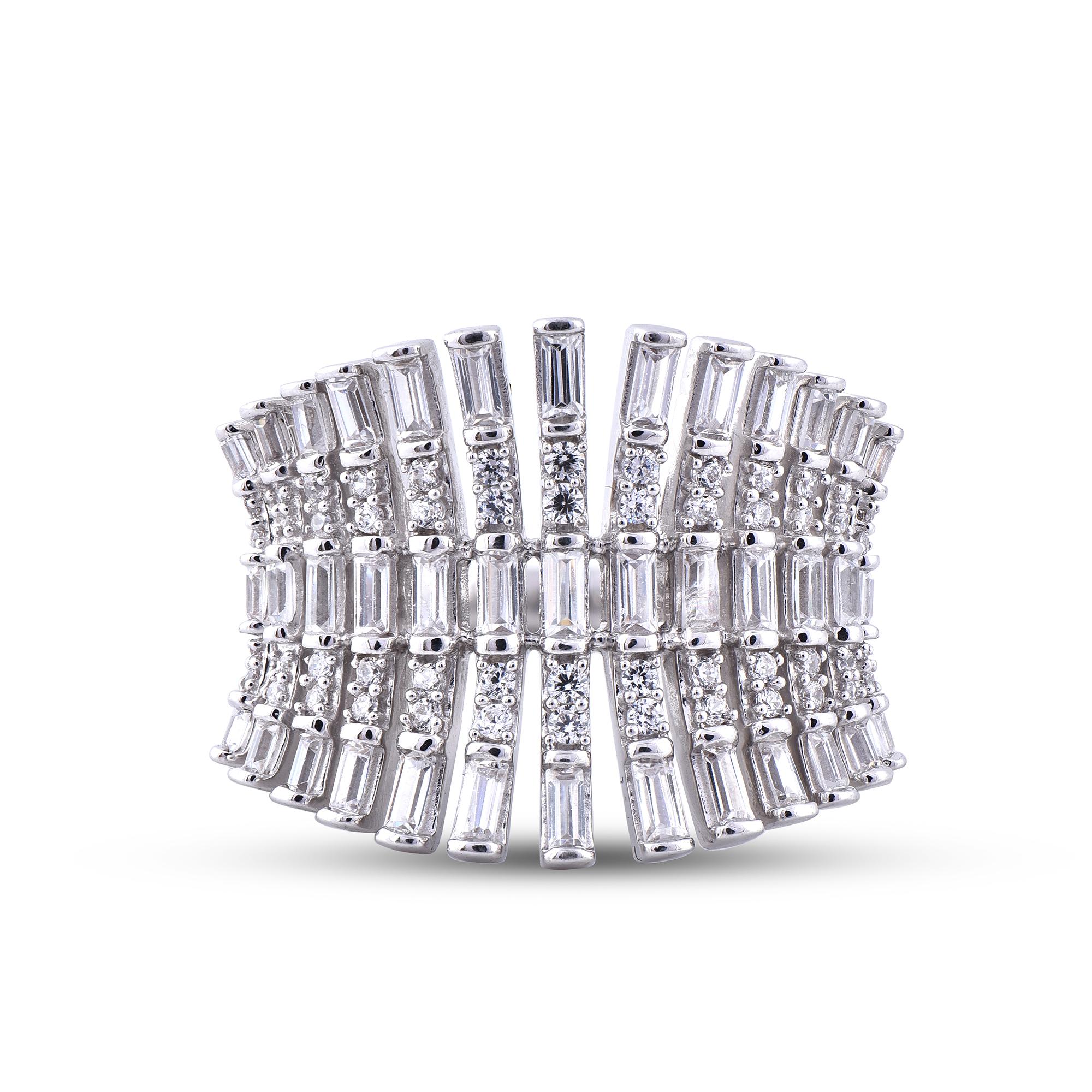 Modern TJD 1.00 Carat Round Diamond 14 Karat White Gold Vintage Style Fashion Ring For Sale