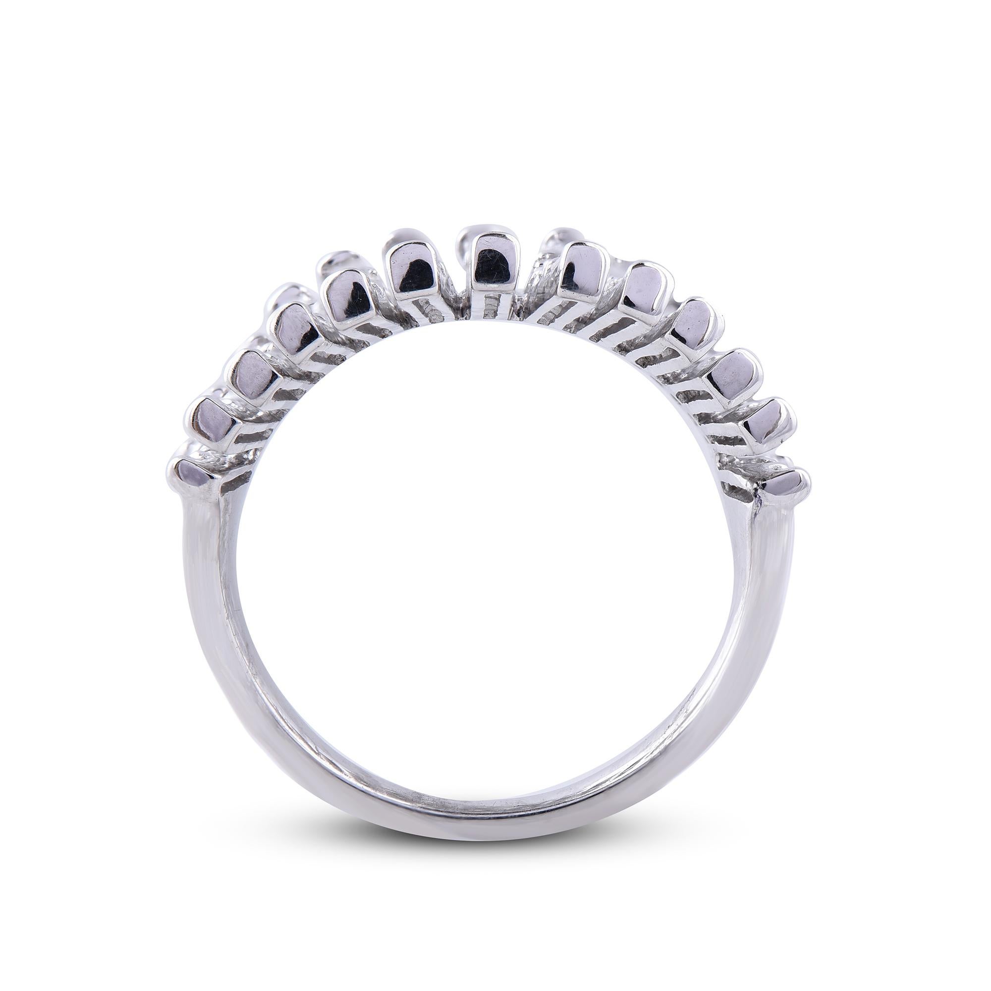 TJD 1.00 Carat Round Diamond 14 Karat White Gold Vintage Style Fashion Ring In New Condition For Sale In New York, NY