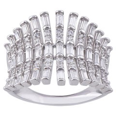 TJD 1.00 Carat Round Diamond 14 Karat White Gold Vintage Style Fashion Ring
