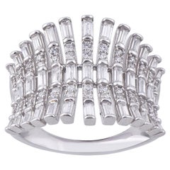 TJD Anello con diamante rotondo da 1,00 carati in oro bianco 14 carati in stile vintage
