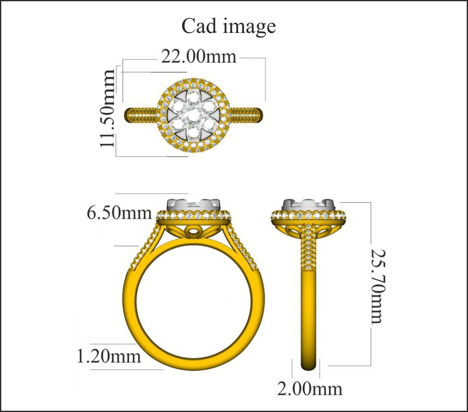 This Diamond Frame Band Ring is expertly crafted in 14 Karat Yellow Gold and features 109 Round cut White diamonds set in micro-pave, prong and pressure setting, H-I color I2 clarity. This ring has high polish finish and is a valuable addition to