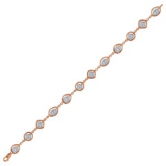 TJD 1,00 Karat runder Diamant 14K Roségold Multi Frame Cluster Diamant-Armband