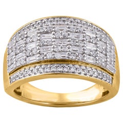 TJD 1,00 Karat runder Diamant 14K Gelbgold Multi Row Jahrestag-Ehering
