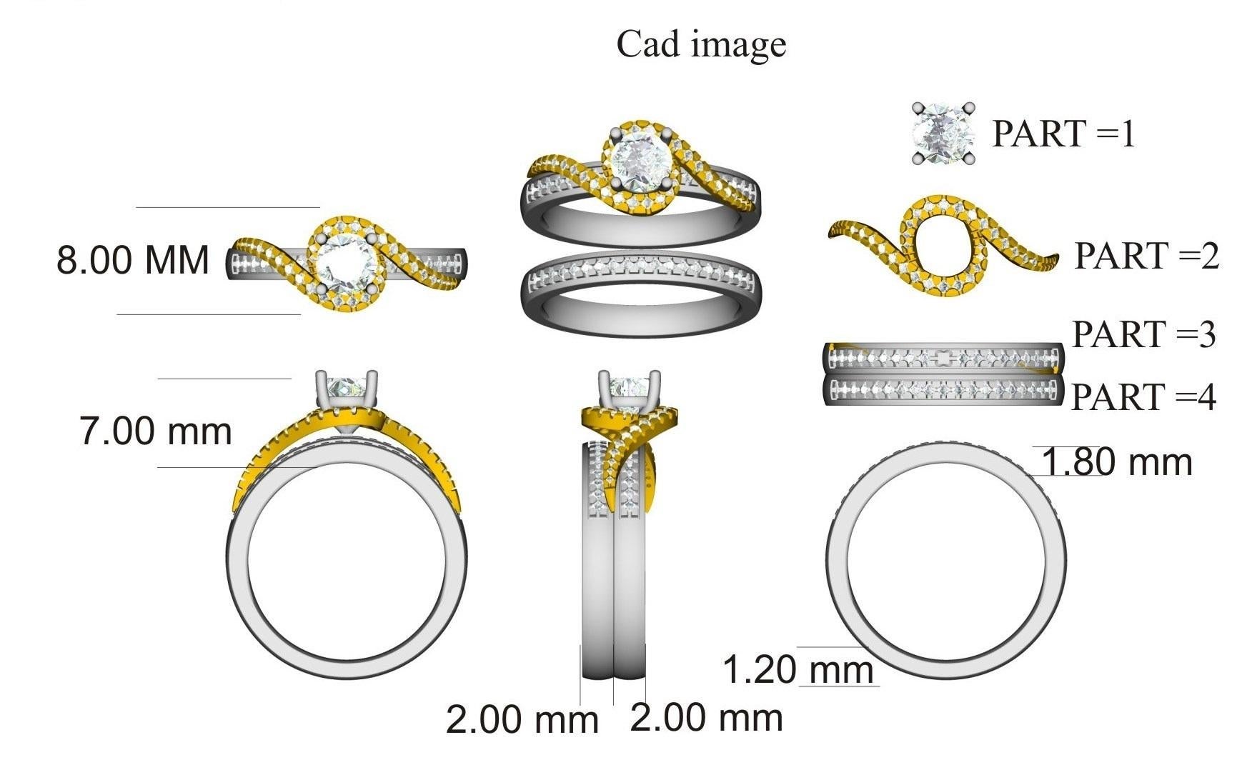 Make that special moment magical with the exquisite diamond engagement ring band. Hand crafted by our inhouse experts in 18 karat two tone gold, the engagement band ring features 0.60 ct of center stone surrounded by 0.40 ct of 66 round diamond