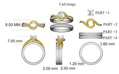 TJD 1.00 Carat Round Diamond 18 Karat Two-tone Gold Twisted Vintage Bridal Set