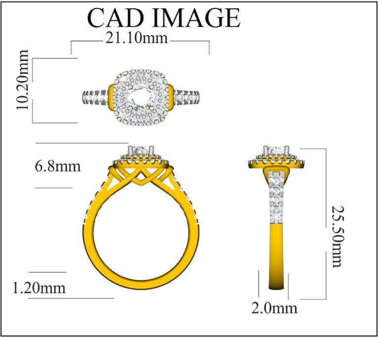 TJD 1.00 Carat Round Diamond 18 Karat White Gold Double Halo Engagement ...