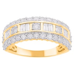 TJD 1.20 Carat Natural Diamond 14 Karat Yellow Gold Wedding Band Ring