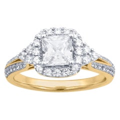 TJD 1.23 Carat Round 
Princess Cut Diamond 14 Karat Yellow Gold Engagement Ring