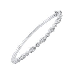 TJD 1.25 Carat Brilliant Cut Diamond Bangle Bracelet in 18KT White Gold