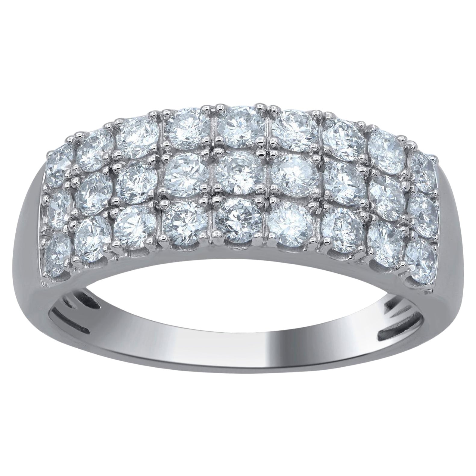 TJD 1.25 Carat Brilliant Diamond 14 Karat White Gold Anniversary Band Ring