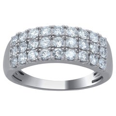 TJD 1.25 Carat Brilliant Diamond 14 Karat White Gold Anniversary Band Ring