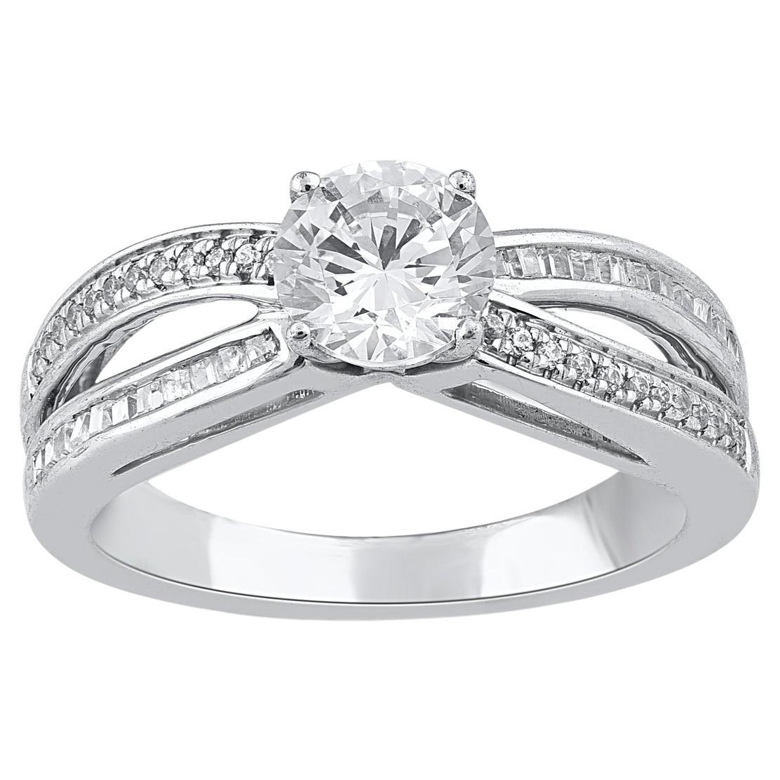 TJD 1.25 Carat Natural Diamond 14 Karat White Gold Engagement Promise Ring For Sale
