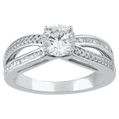 TJD 1.25 Carat Natural Diamond 14 Karat White Gold Engagement Promise Ring