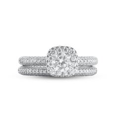 TJD 1.25 Carat Natural Round Cut Diamond 14 Karat White Gold Bridal Ring Set