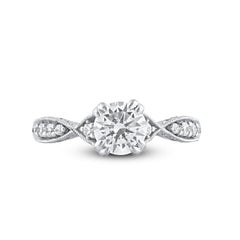 TJD 1.25 Carat Natural Round Cut Diamond 14 Karat White Gold Wedding Ring