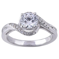 TJD 1.25 Carat Round & Baguette Diamond 14KT Gold Entangled Engagement Ring