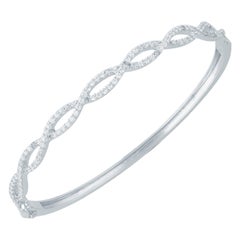 TJD 1.25 Carat Round Diamond 14 KT White Gold Crisscross Designer Fashion Bangle
