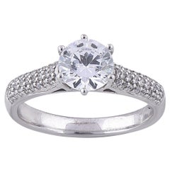 TJD 1.25 Carat Round Diamond 18 Karat White Gold Solitaire Engagement Ring