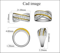 TJD 1.25 Carat Round & Princess Cut Diamond 14K Two-tone Cross over wedding Band