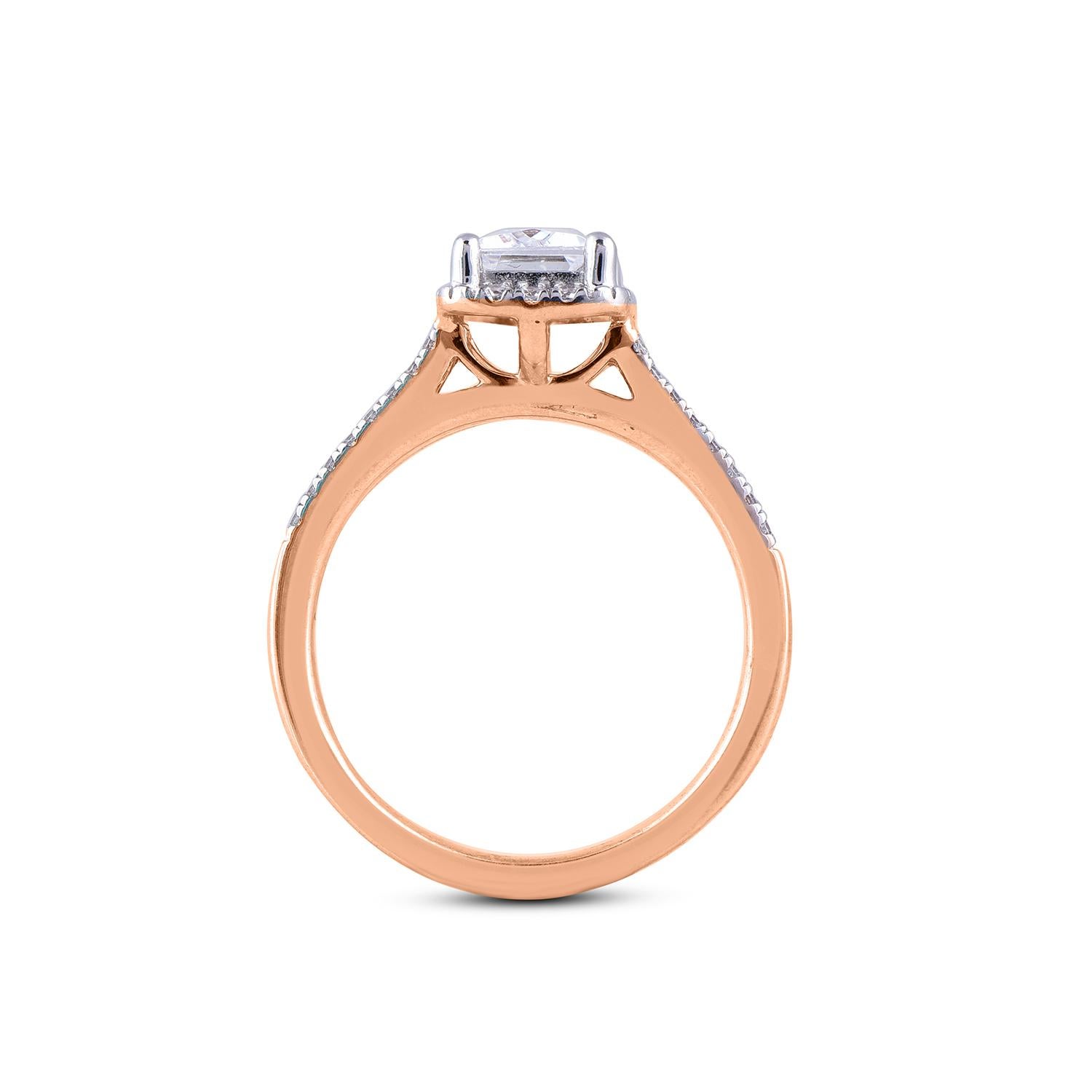 TJD 1,33 Karat Strahlender & Rundschliff Diamant-Verlobungsring aus 18 Karat Roségold im Zustand „Neu“ im Angebot in New York, NY
