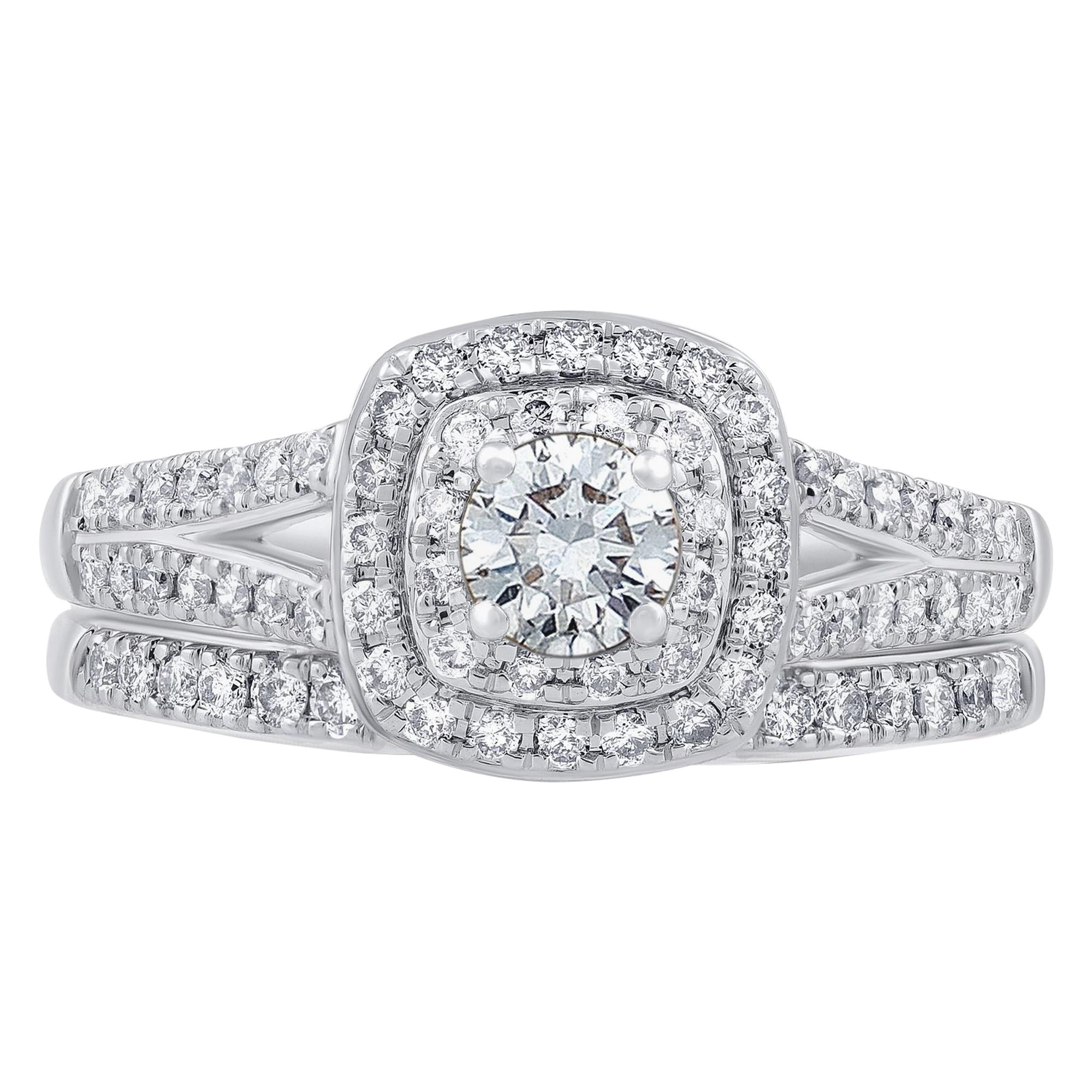 TJD 0.75 Carat Round Diamond 14 Karat White Gold Enchanting Engagement Ring For Sale