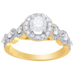TJD 1,00 Karat Diamant 14 Karat Gelbgold Braut/Engagement Halo Twist Ring