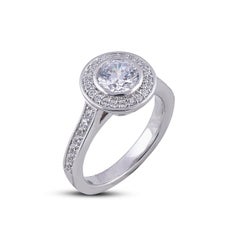 TJD 1.40 Carat Round Diamond 18 Karat White Gold Anatomy of Engagement Ring