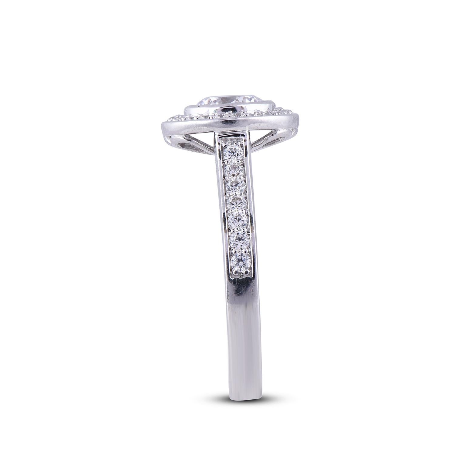 Taglio rotondo TJD 1,40 carati di diamante rotondo in oro bianco 18 carati Anatomia dell'anello di fidanzamento in vendita