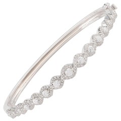 Bracelet jonc de créateur tressé en or blanc 18 carats avec diamants 1,50 carat TJD