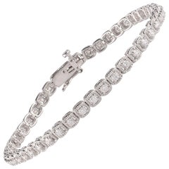TJD - Or blanc 18 carats avec diamants de 1,50 carat  Bracelet tennis en forme de coussin