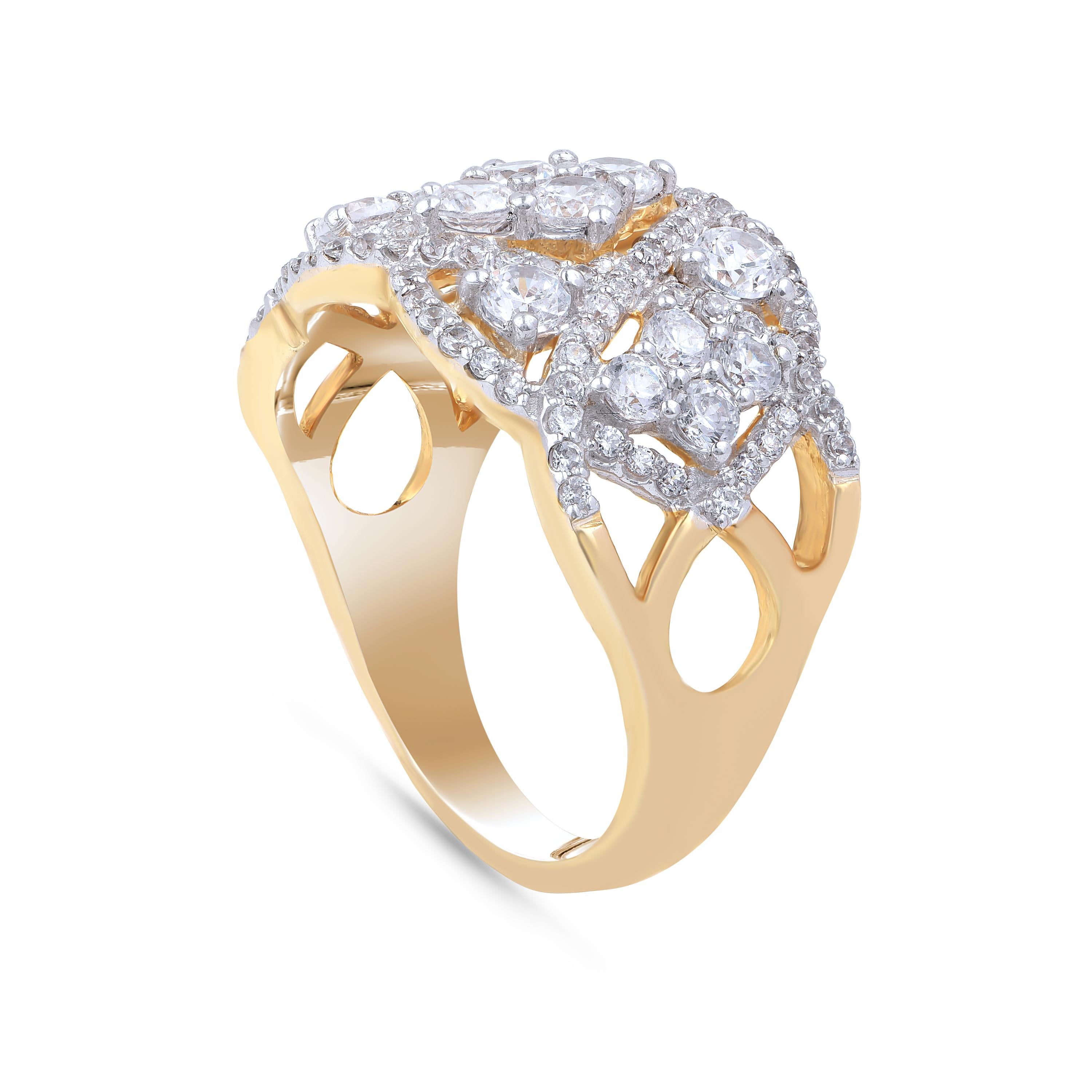Modern TJD 1.50 Carat Diamond 18 Karat Yellow Gold Composite Kite Design Wedding Band For Sale